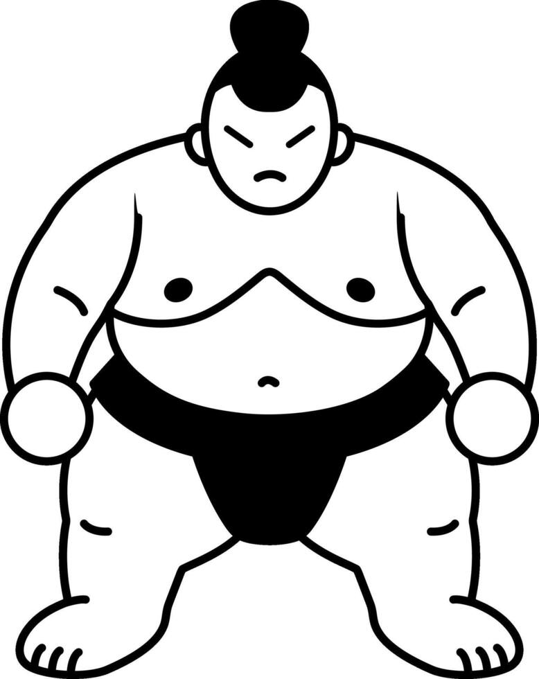 black and white single icon of a Sumo wrestler vector