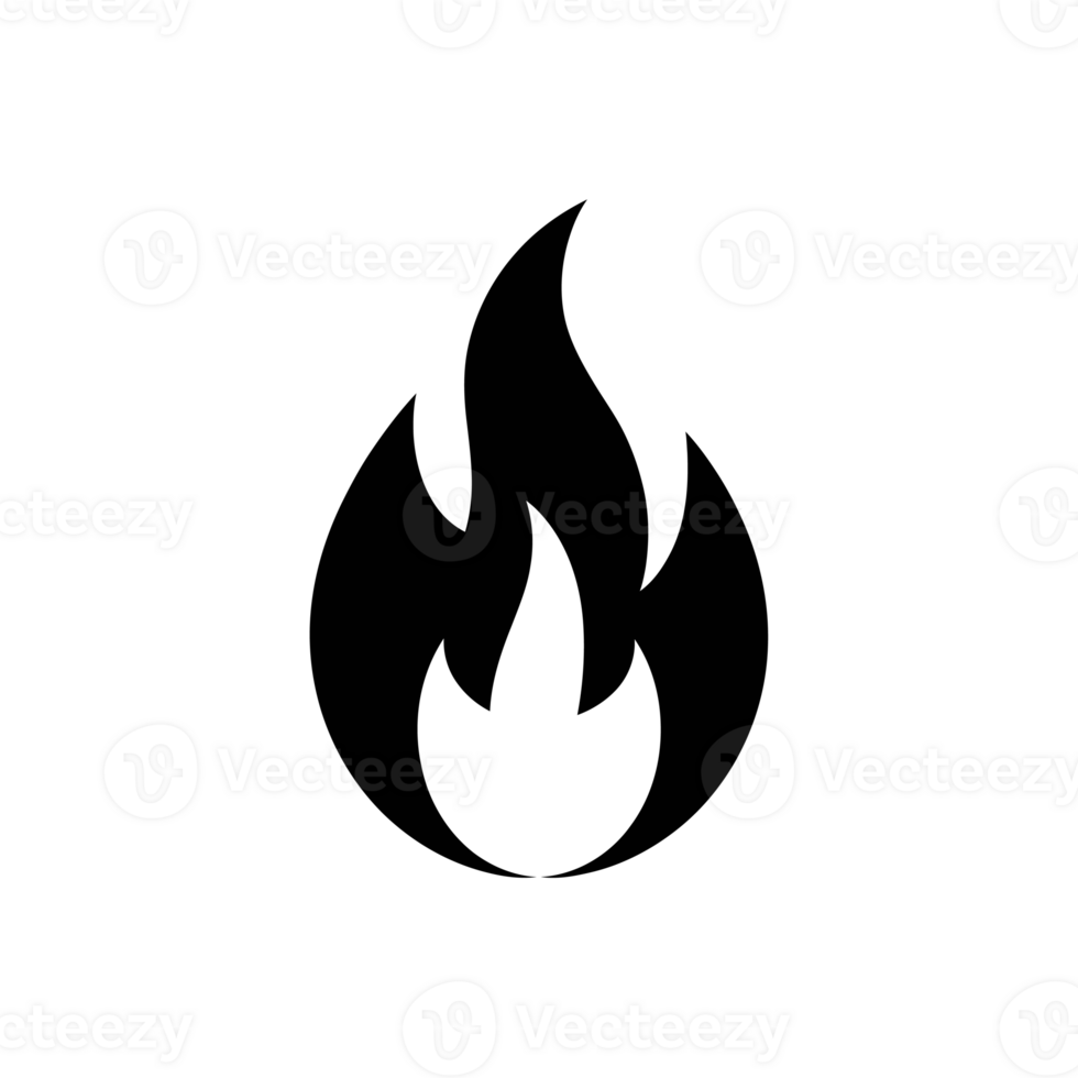 A bold, black flame icon featuring a stylized design with sharp, flowing lines. cutouts png