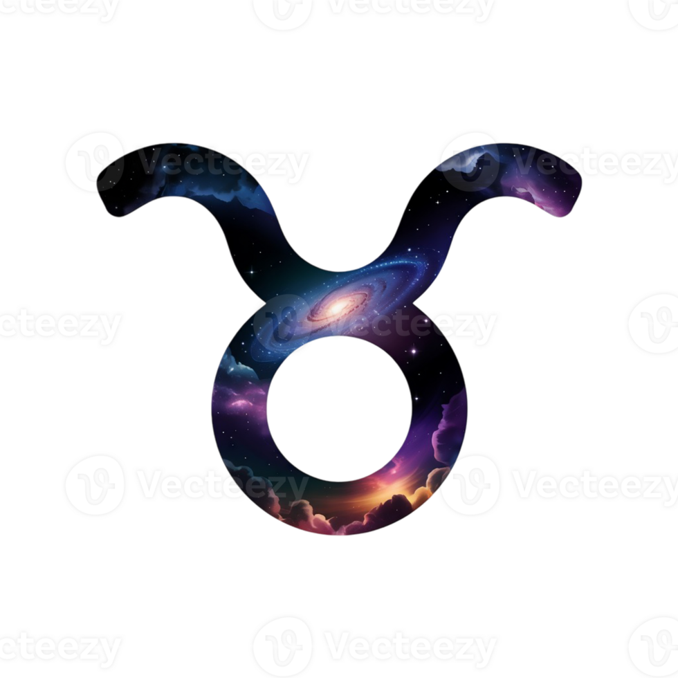 A zodiac symbol combines celestial elements, depicting a galaxy scene within its outline cutouts png