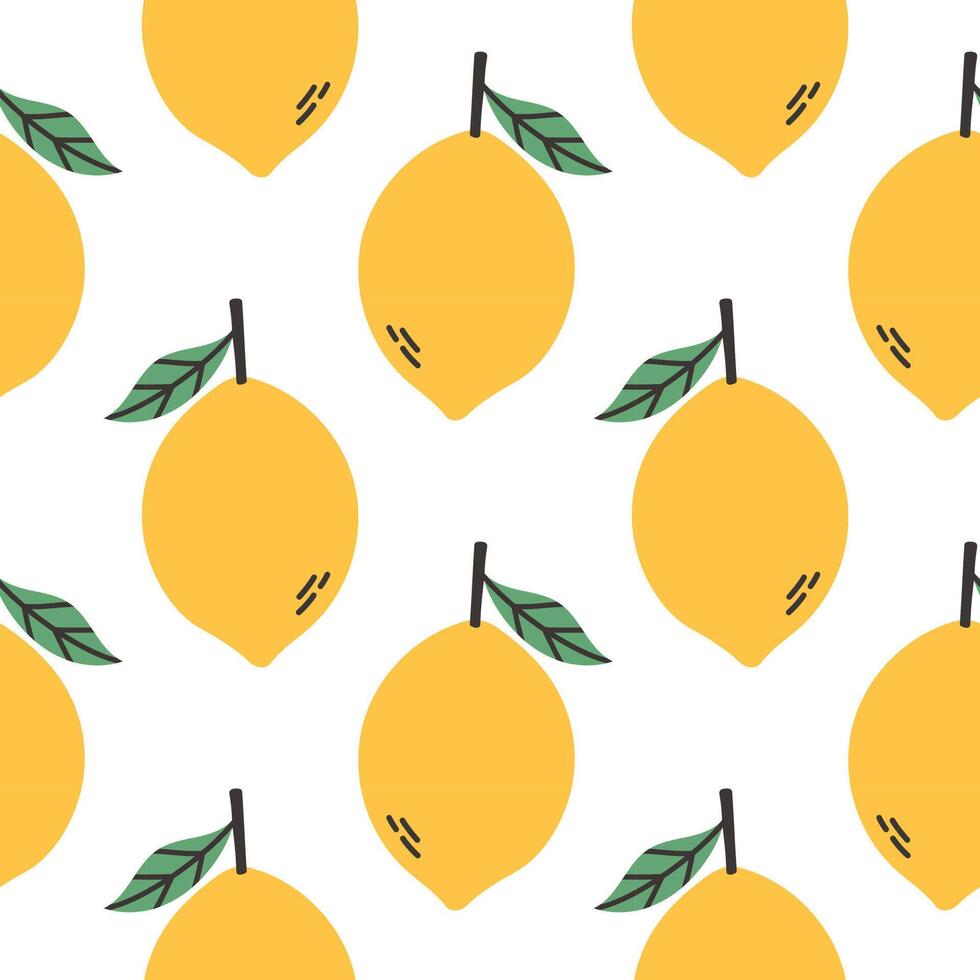 Simple lemon summer pattern on white background. Simple seamless pattern with lemons. design for greeting card and invitation of seasonal summer holiday vector