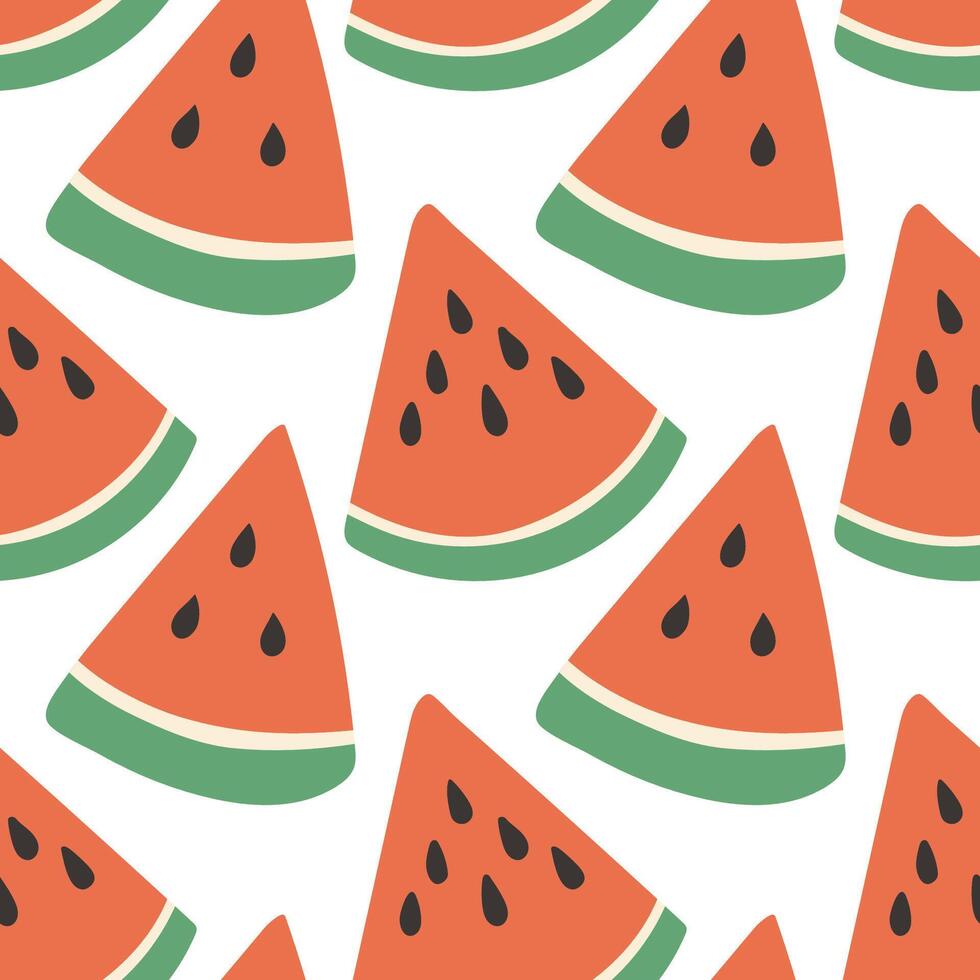 Watermelon summer pattern on white background. Simple seamless pattern with watermelon slices. design for greeting card and invitation of seasonal summer holiday vector