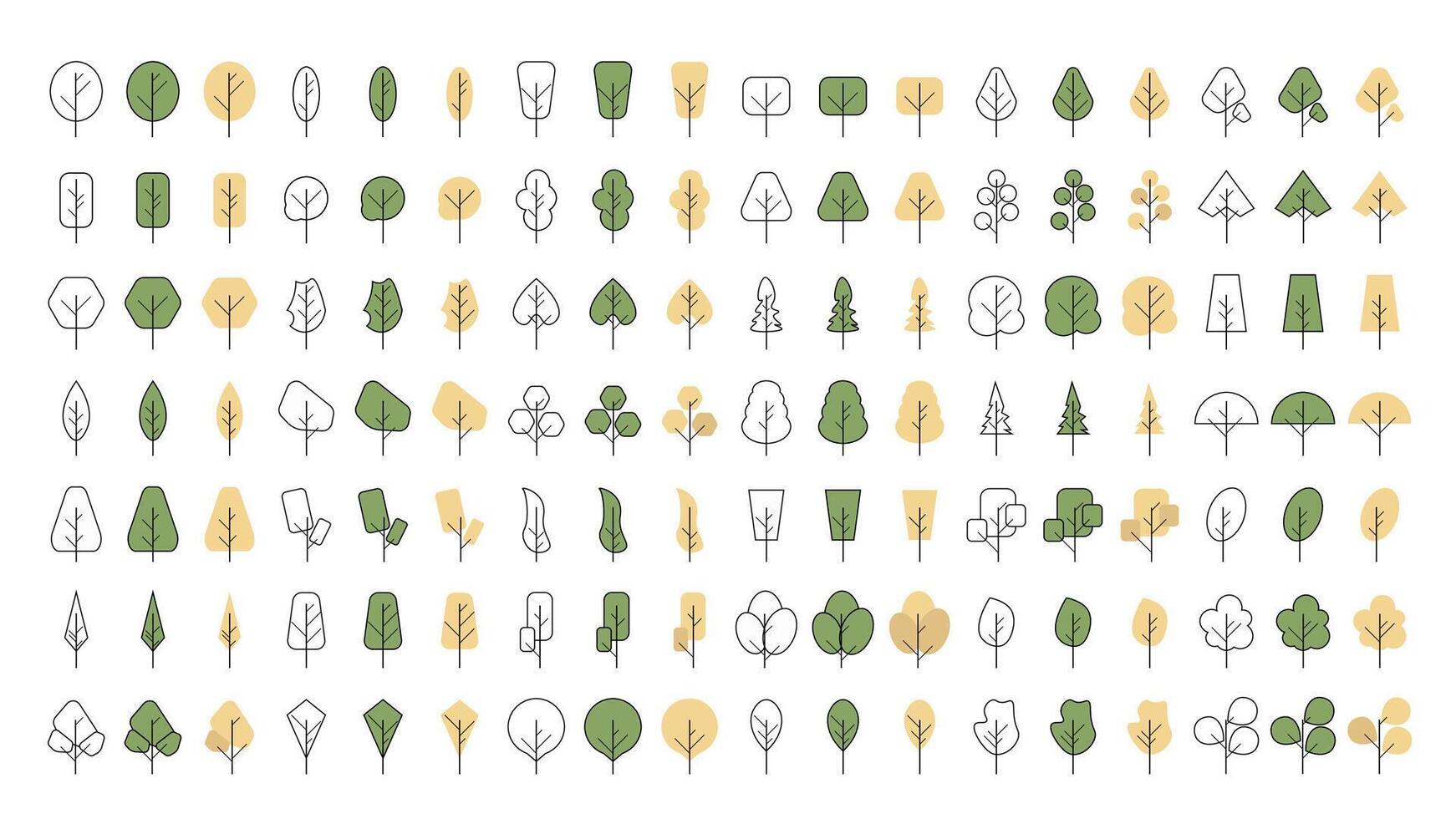 tree drawing plant flora vegetation greenery timber sapling nature minimal. environment graphic style outline icon doodle flat simple modern line symbol. trees element object decoration design. vector