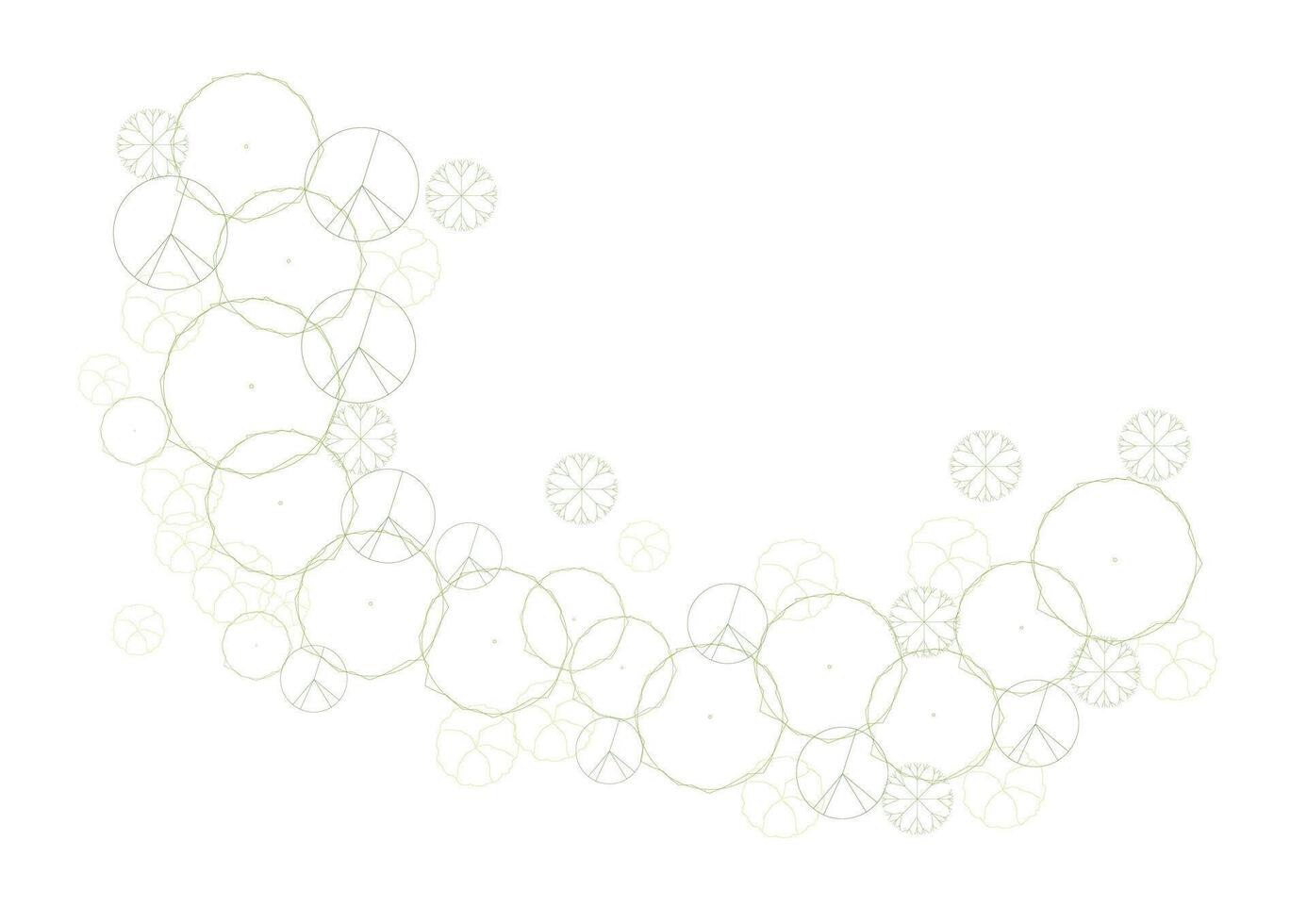 architecture drawing plant tree top view plan greenery vegetation . design nature architectural landscape set element illustration bush garden flora sapling minimal. architect isolated. vector