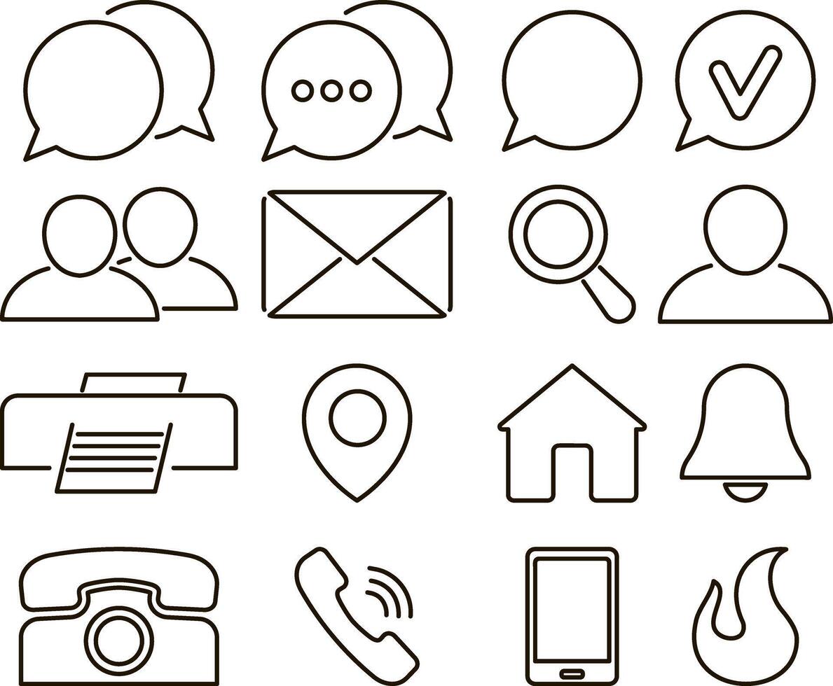 Outline flat icons isolated Contact technical support clipart Clipart collection vector
