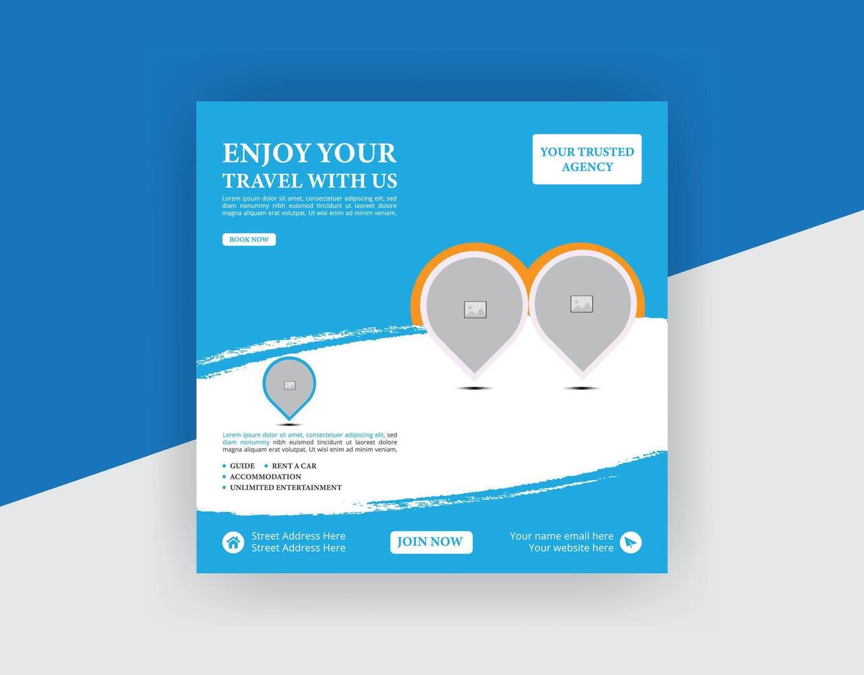 travel agency social media poster design template vector