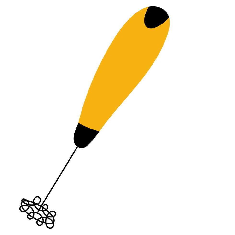 Electric milk frother used for preparing foamy milk for coffee, lattes, cappuccinos, and matcha drinks. Utensil Kitchenware, Mixer Machine , Cappuccinatore. vector