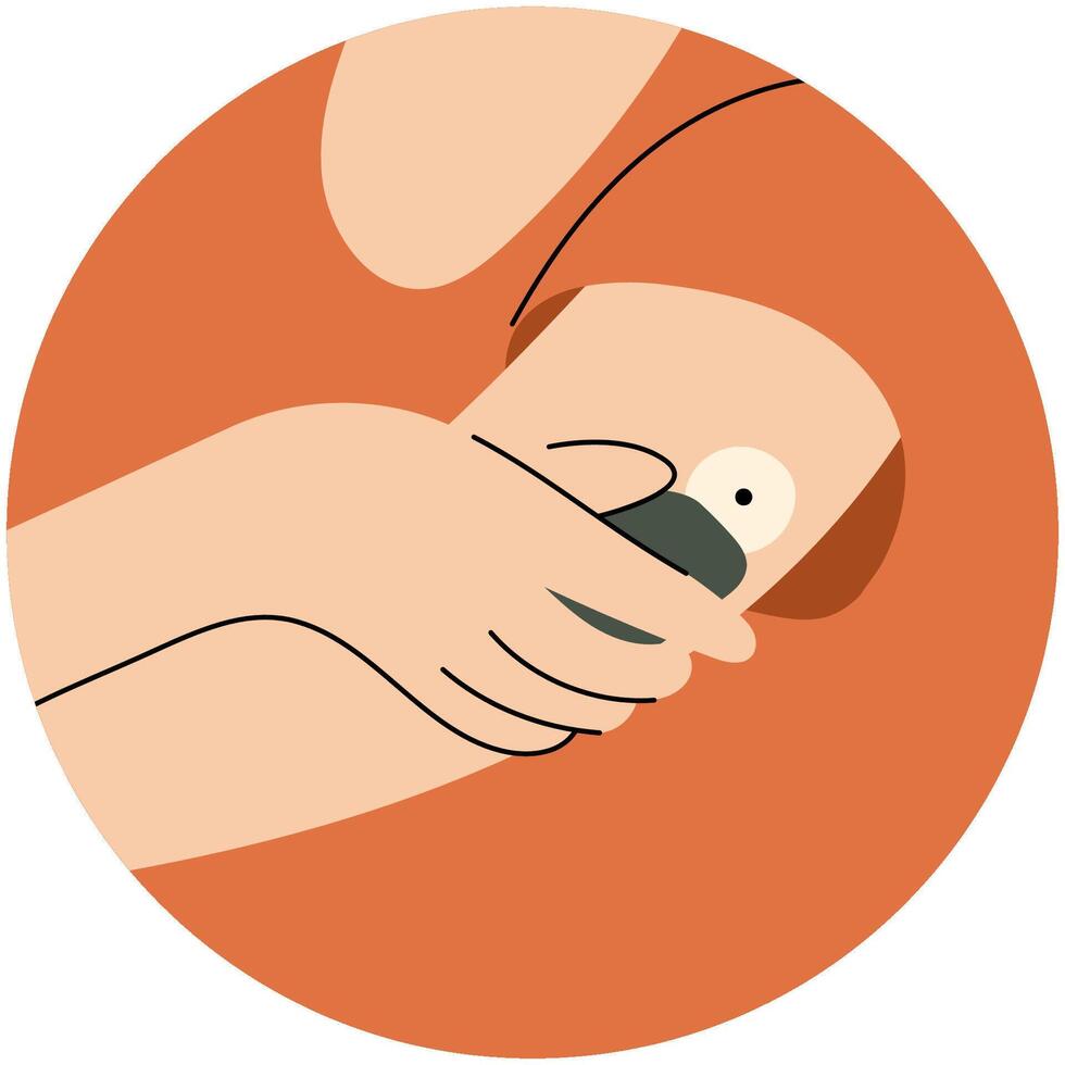 Man wearing a wearable blood sugar monitor. Continuous glucose monitor . Diabetes management and health technology. vector