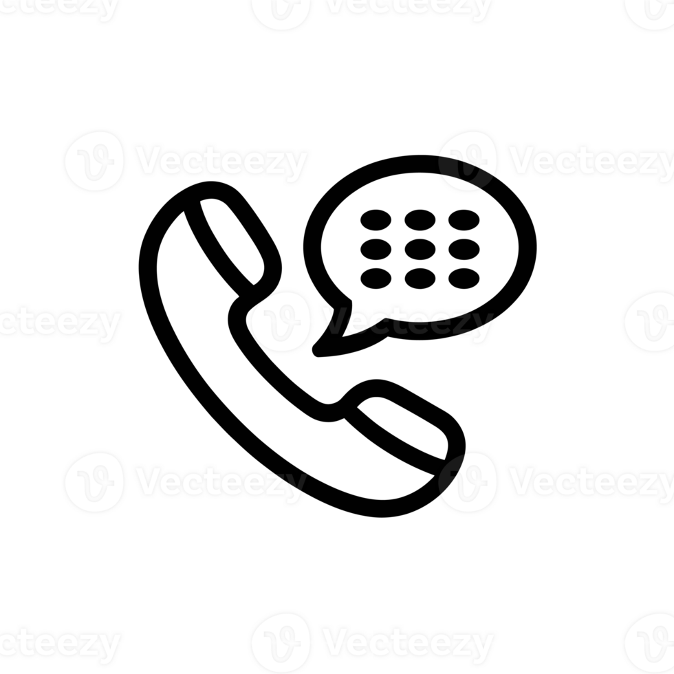 A simple black line icon shows a telephone receiver with a speech bubble displaying dots, suggesting communication or contact cutouts png