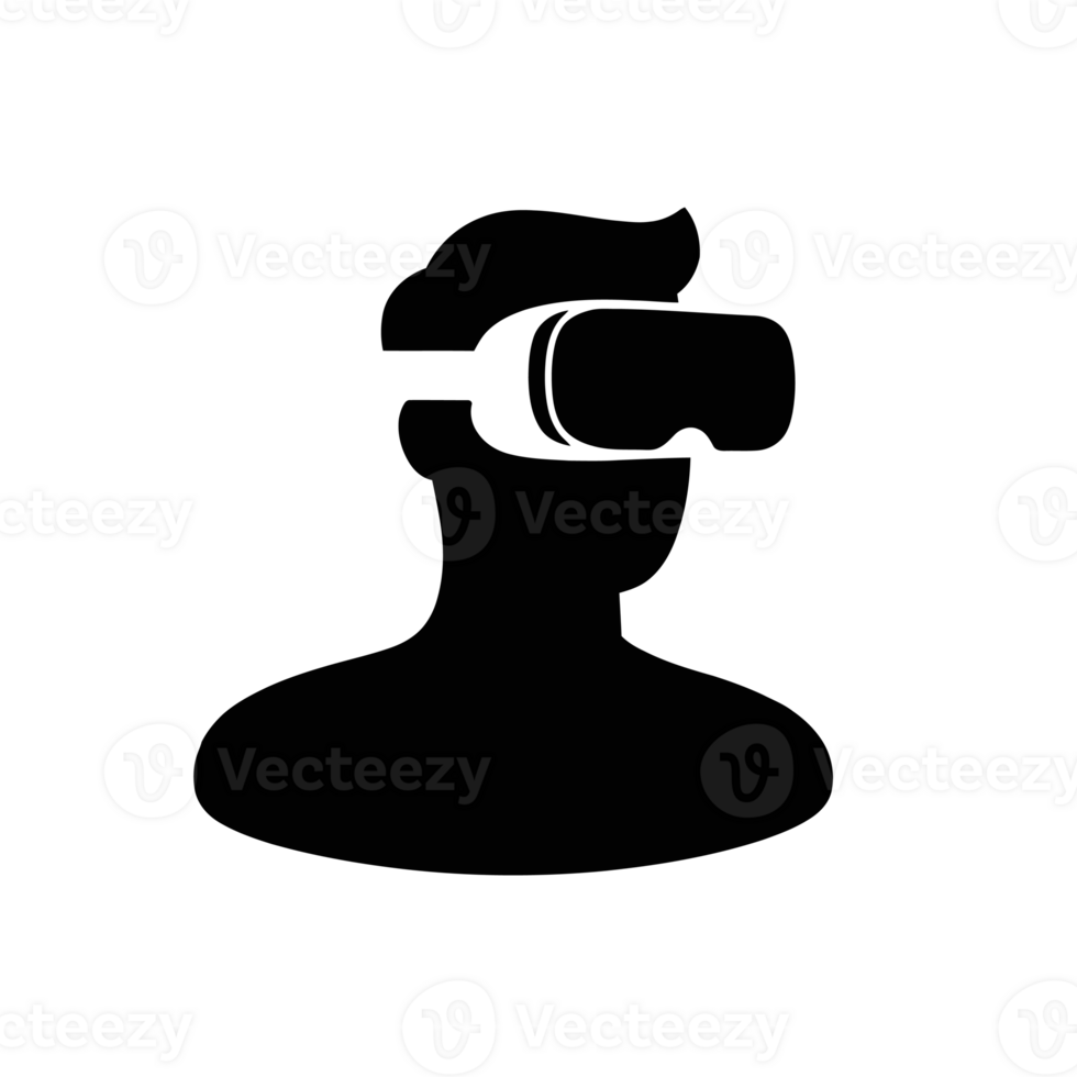 A silhouette of a person wearing virtual reality goggles cutouts png