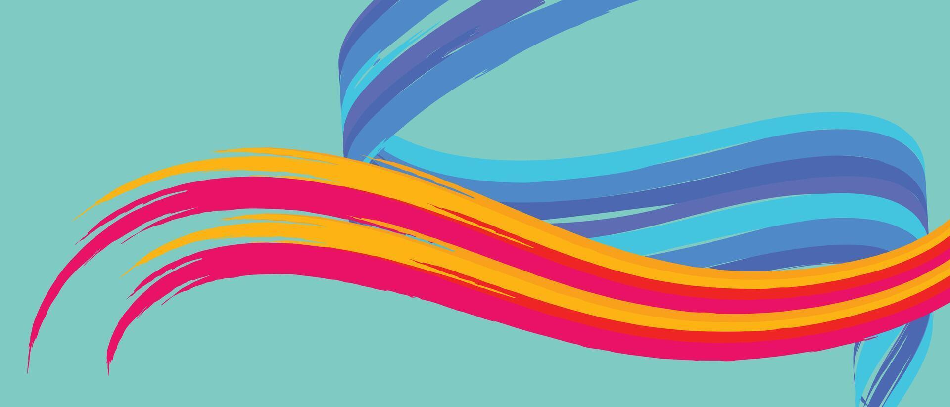 Colorful ribbon swirl with vibrant blue and pink gradients on teal backdrop representing creative energy, digital design movement, and expressive visual concepts vector