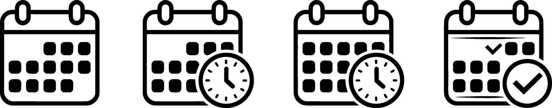 Four black and white clip art of clocks and watches vector