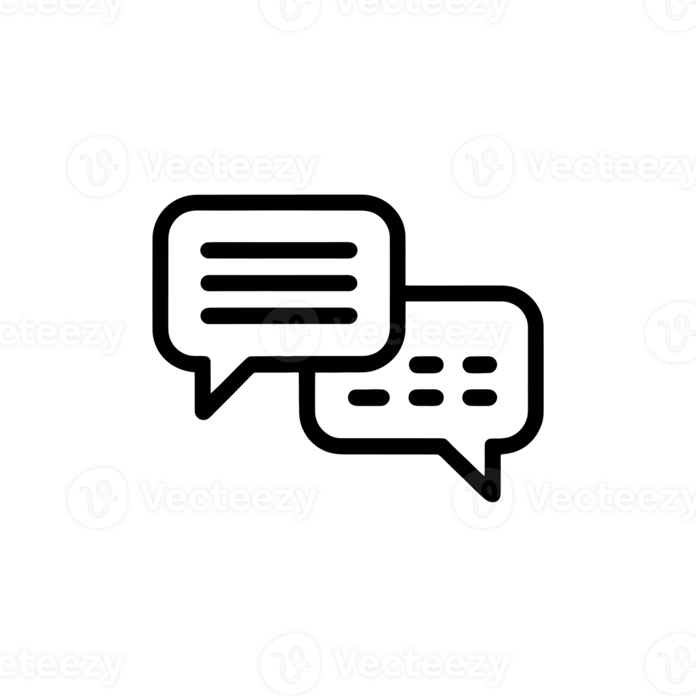 Two speech bubbles overlap, each containing different line patterns to suggest a conversation cutouts png