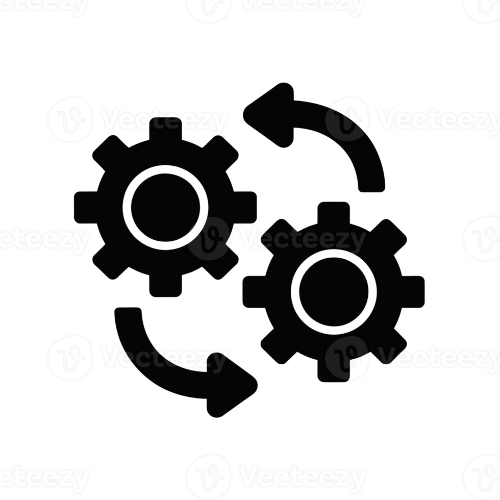 Two interlocking gears are depicted with arrows indicating rotational movement cutouts png