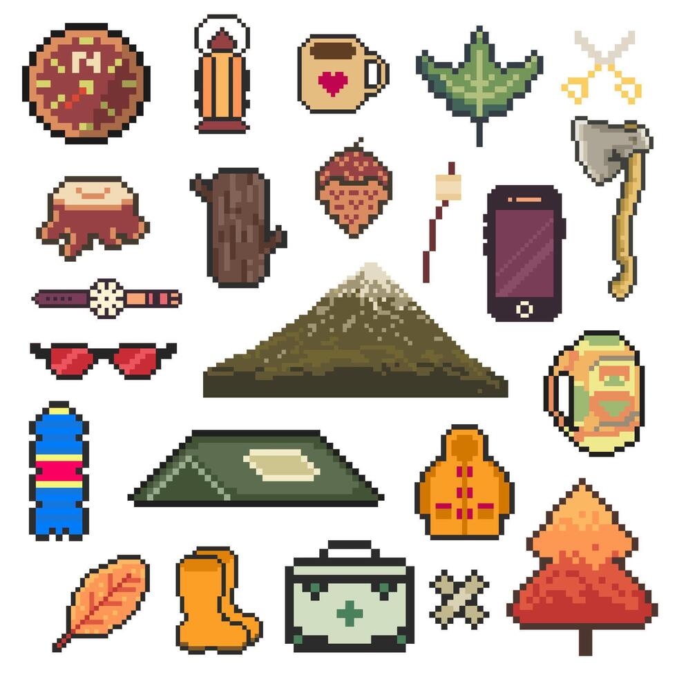 hiking retro set vector