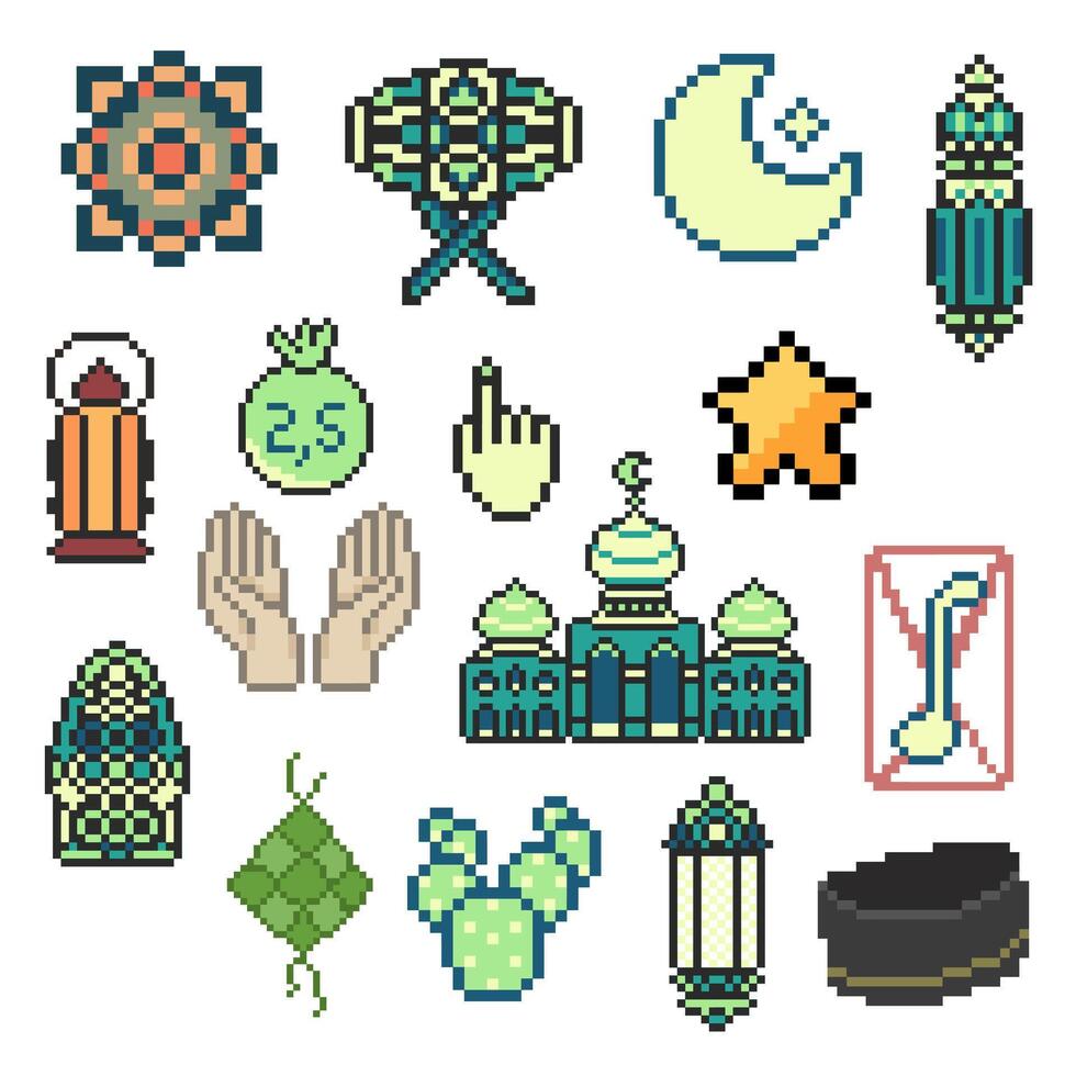 Islam pixel set vector
