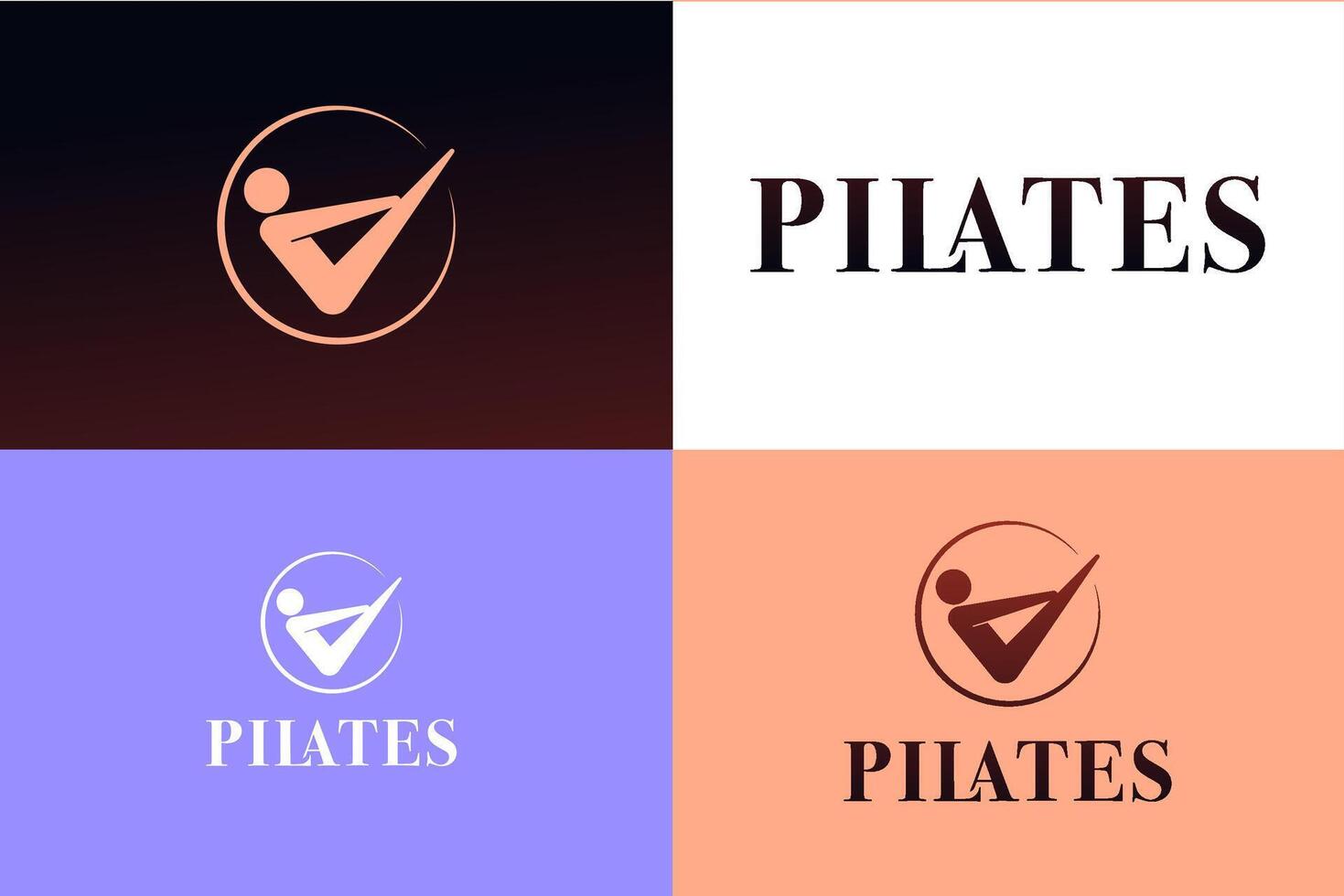 Minimal Pilates Logo. Abstract Human Figure with Unique Branding Text vector