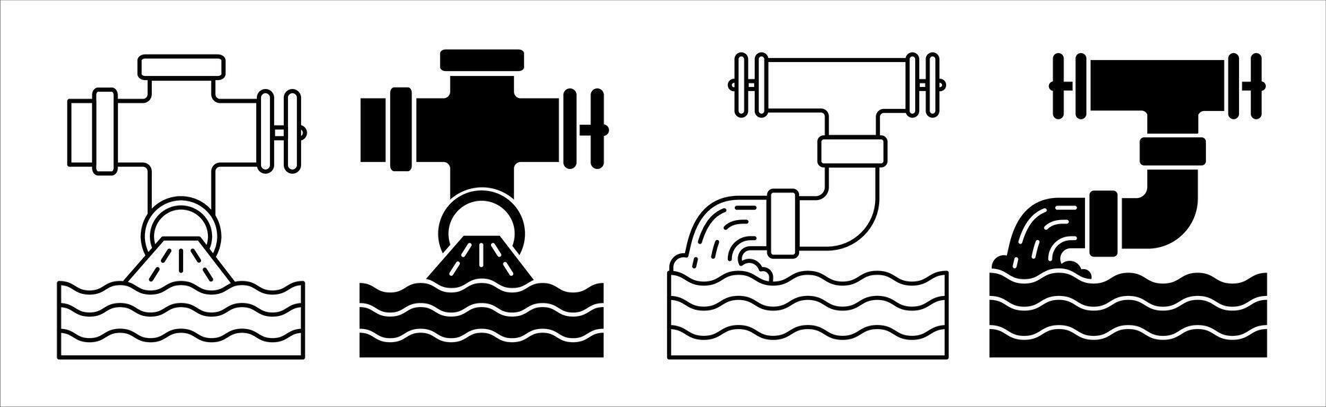 Water Pipe Icon Set. Plumbing Tube and Pipeline vector