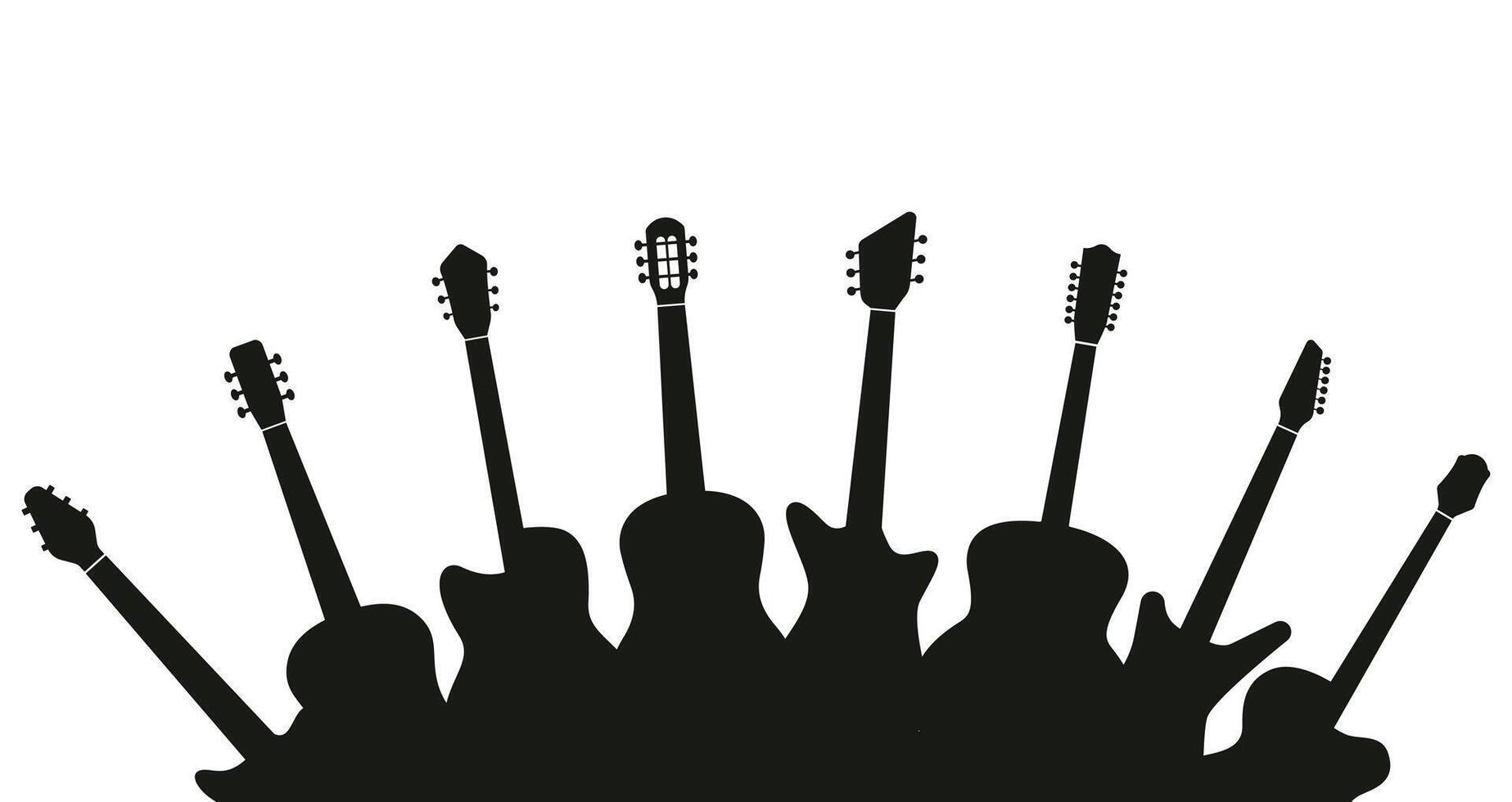 Decorative Guitar Silhouettes. Merged Music Shape Banner vector