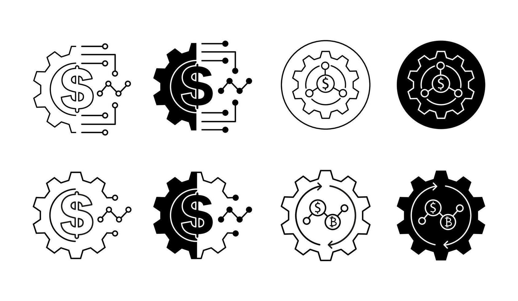 Business Fintech System Icons. Finance Technology Set vector