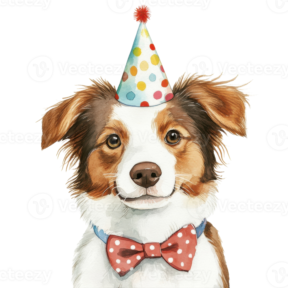 Dog with party hat art on transparent Background png