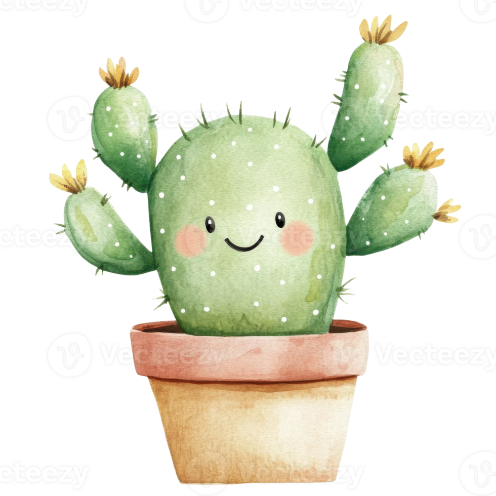 A cute cactus in a pot on transparent Background png