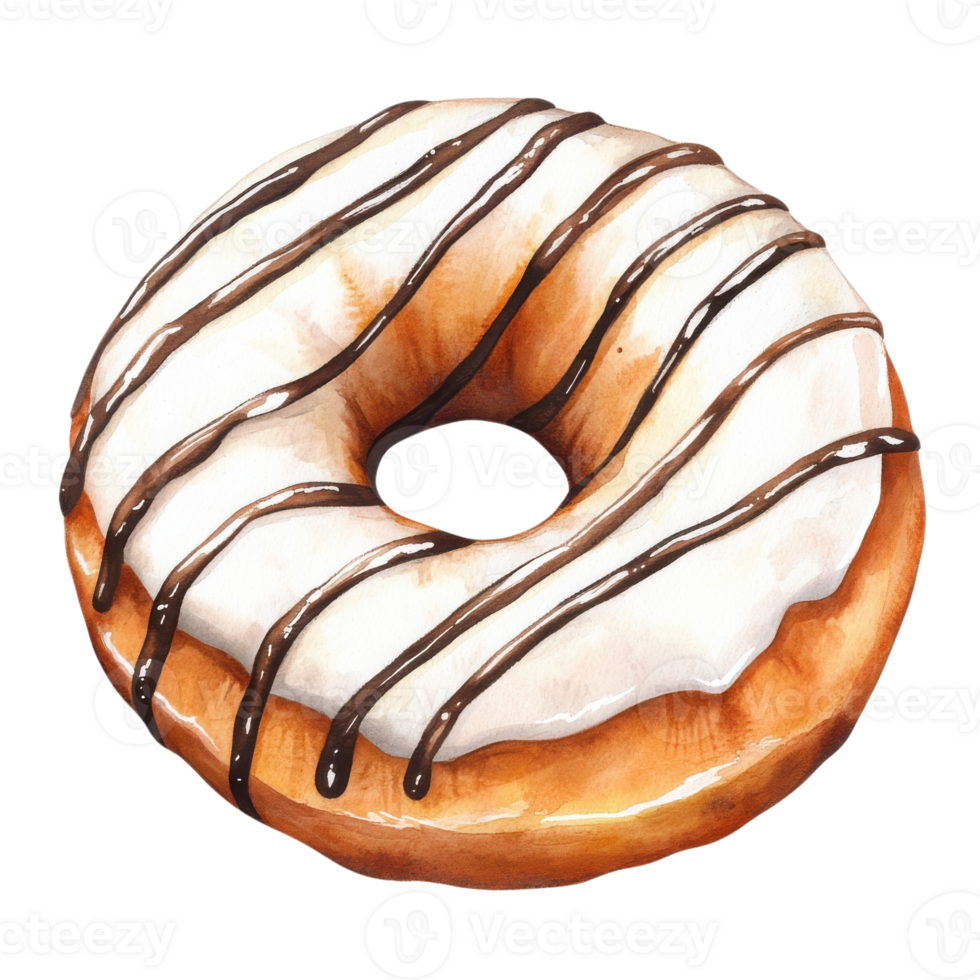 Donut with white icing on transparent Background png