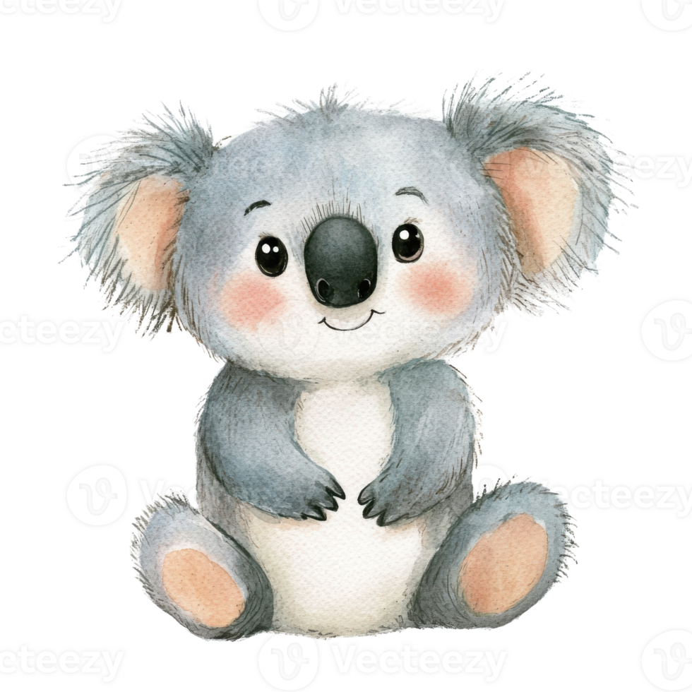 A cute watercolor koala on transparent Background png