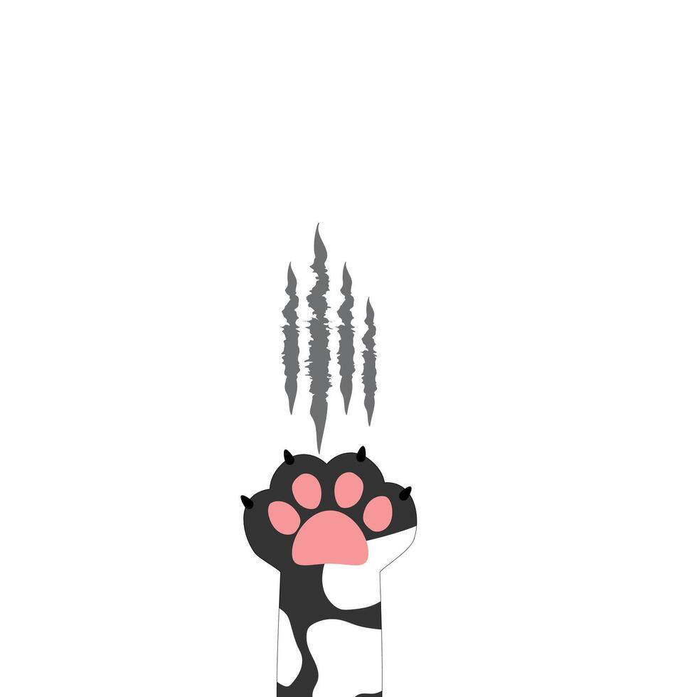 Scratching cat paw, funny pet scene, modern and minimal, perfect for animal care and decor themes vector