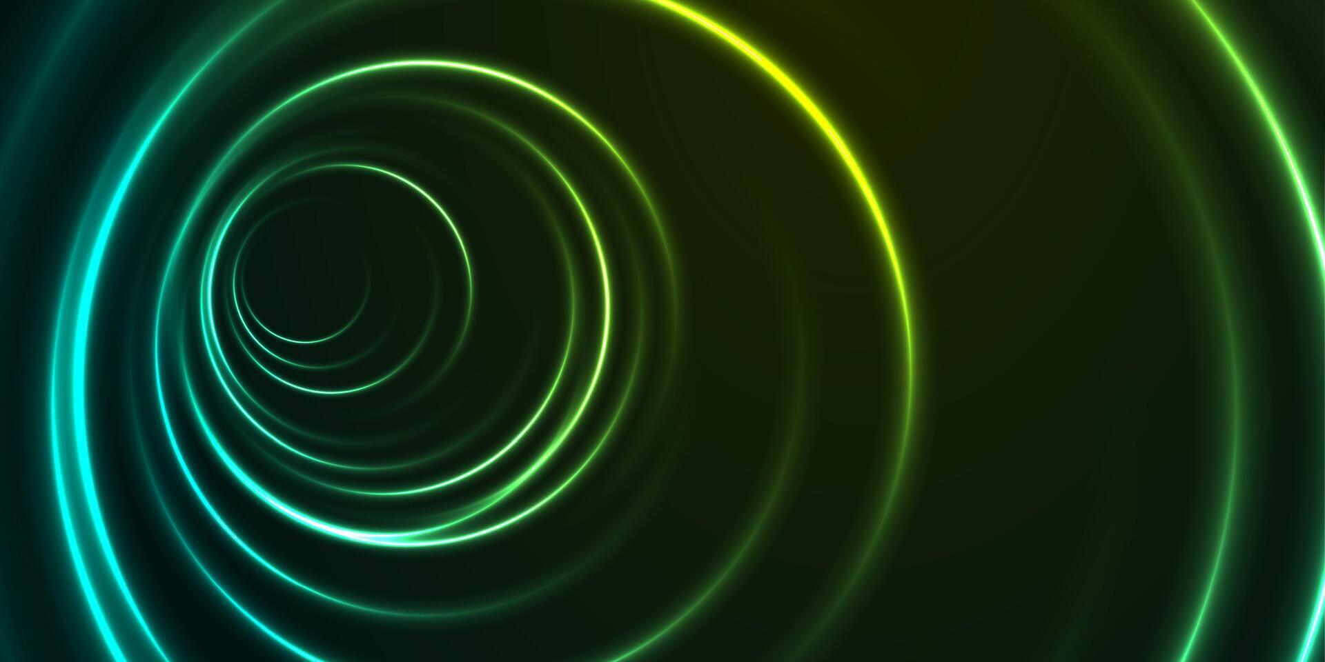 Bright blue green neon glowing shiny tunnel abstract background vector