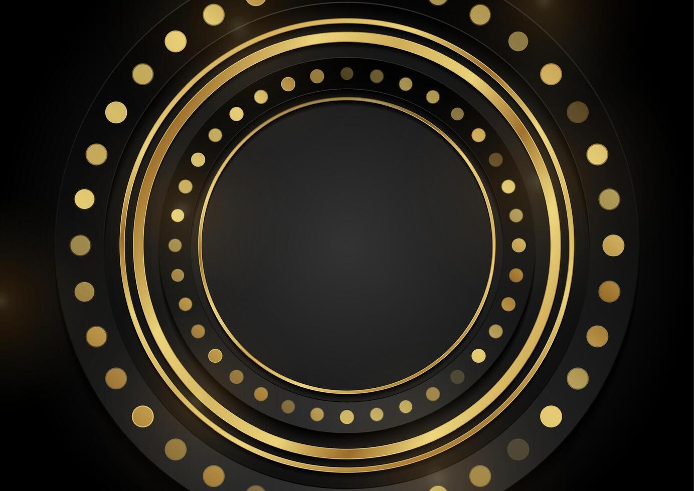 Black and shiny golden circular geometric background vector