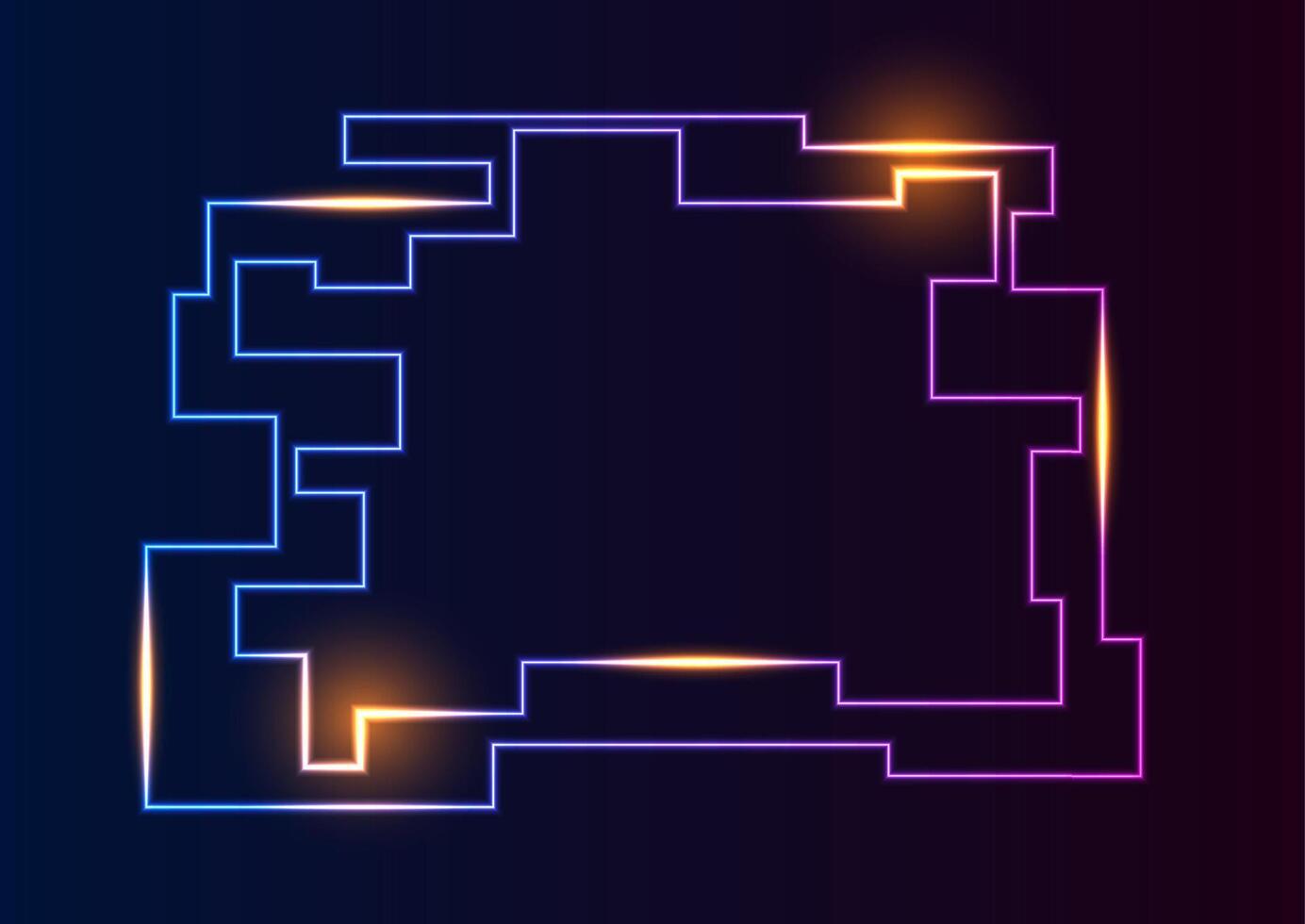 Abstract blue purple neon tech frame abstract background vector