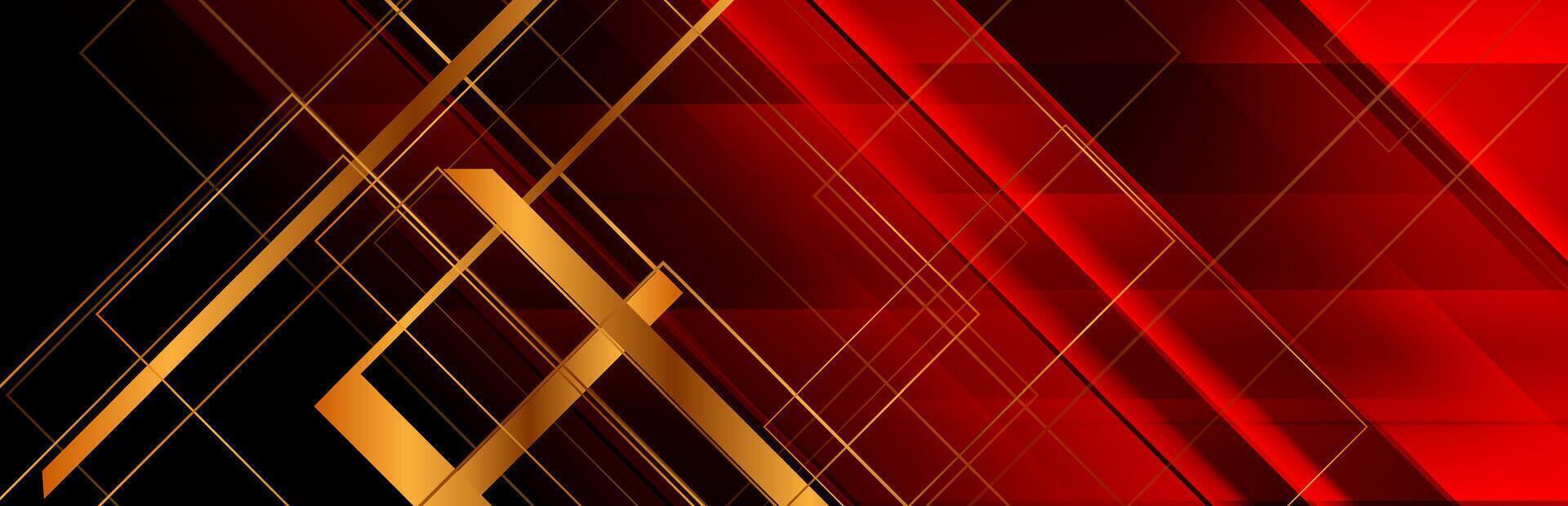 Dark red geometric abstract background with golden lines vector
