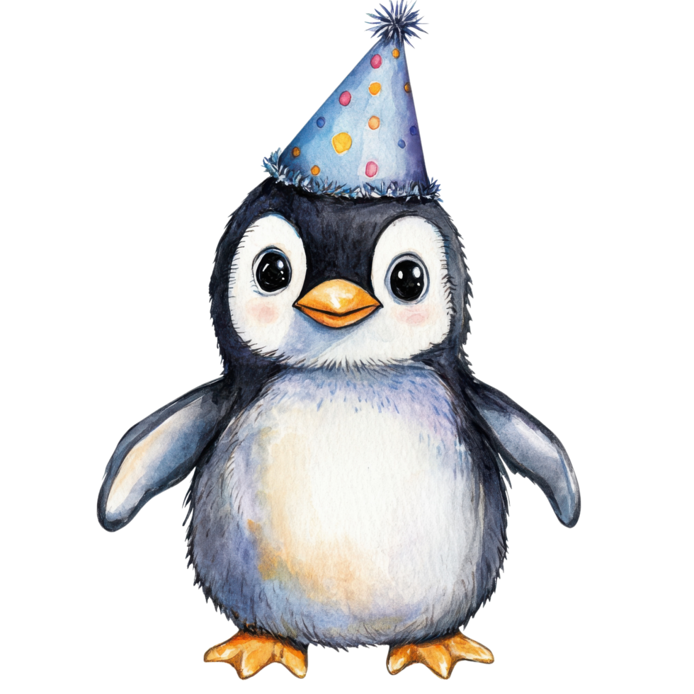 Penguin wearing party hat on transparent Background png