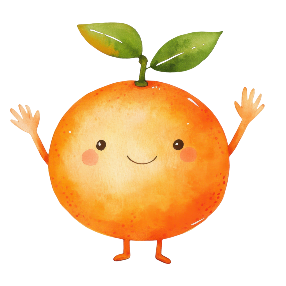 Orange cartoon character on transparent Background png