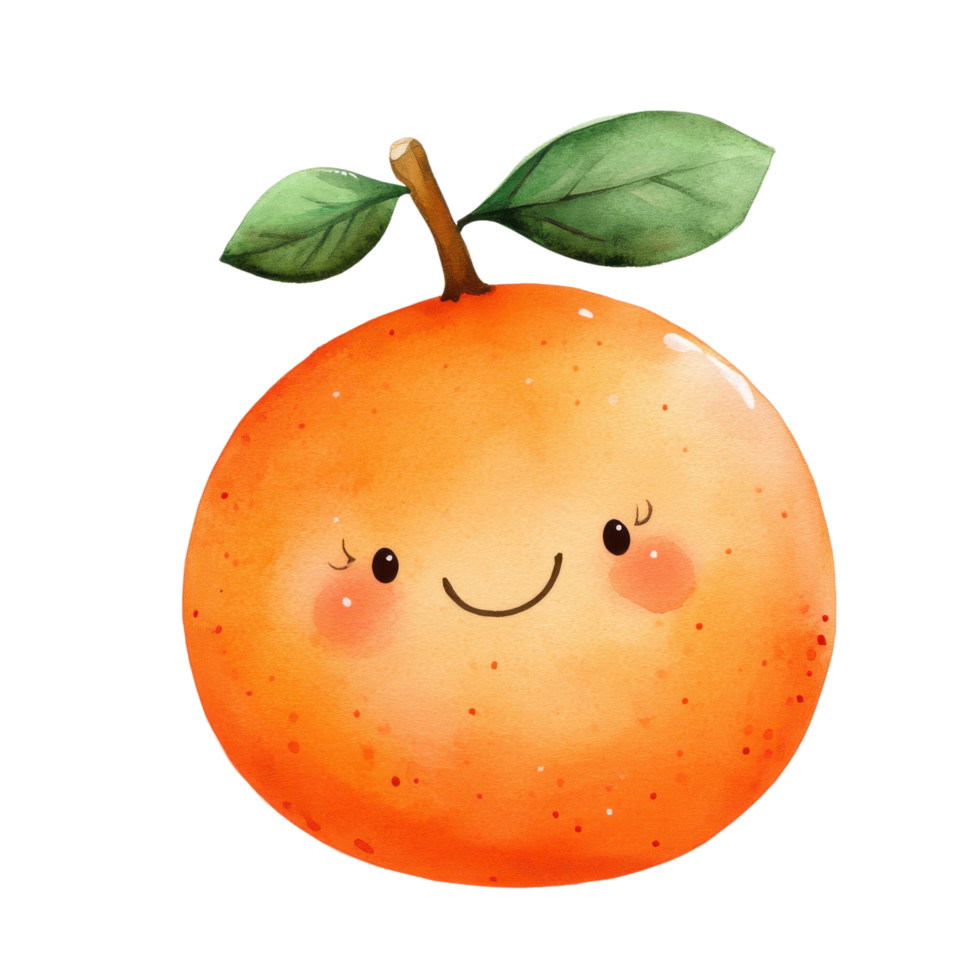 Cute orange with a face on transparent Background png
