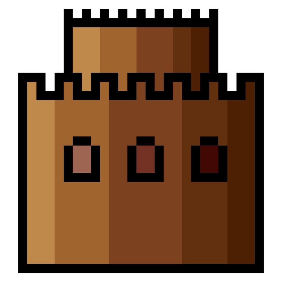 Medieval castle fortress with pixel art isolated on white background vector