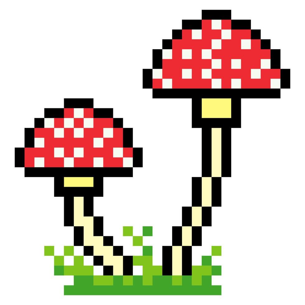 Mushroom in pixel art style isolated on white background vector
