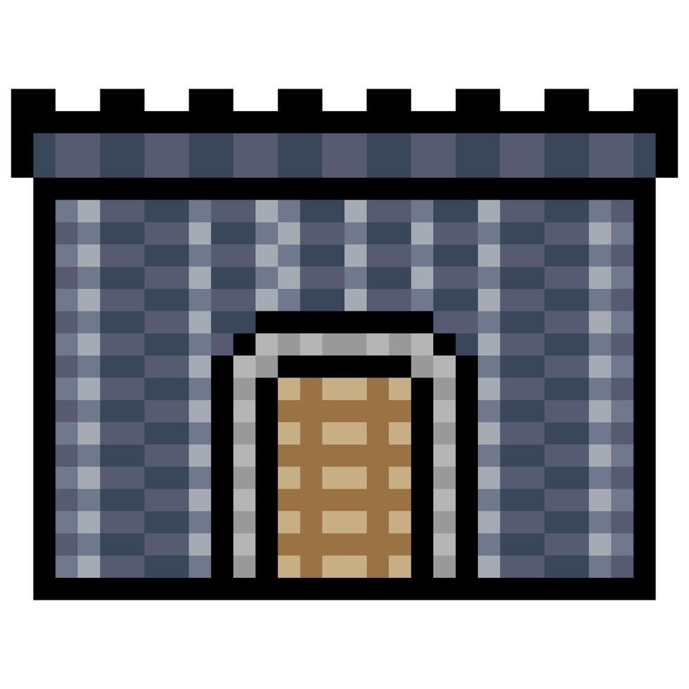 Castle fortress with pixel art vector