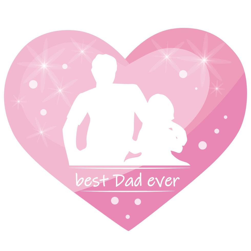 Love Best Ever Dad Father Hugging Kid Silhouette vector