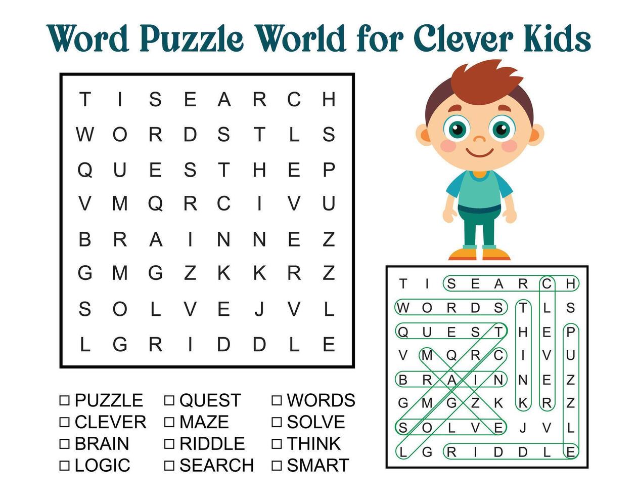 Word Puzzle World for Clever Kids vector
