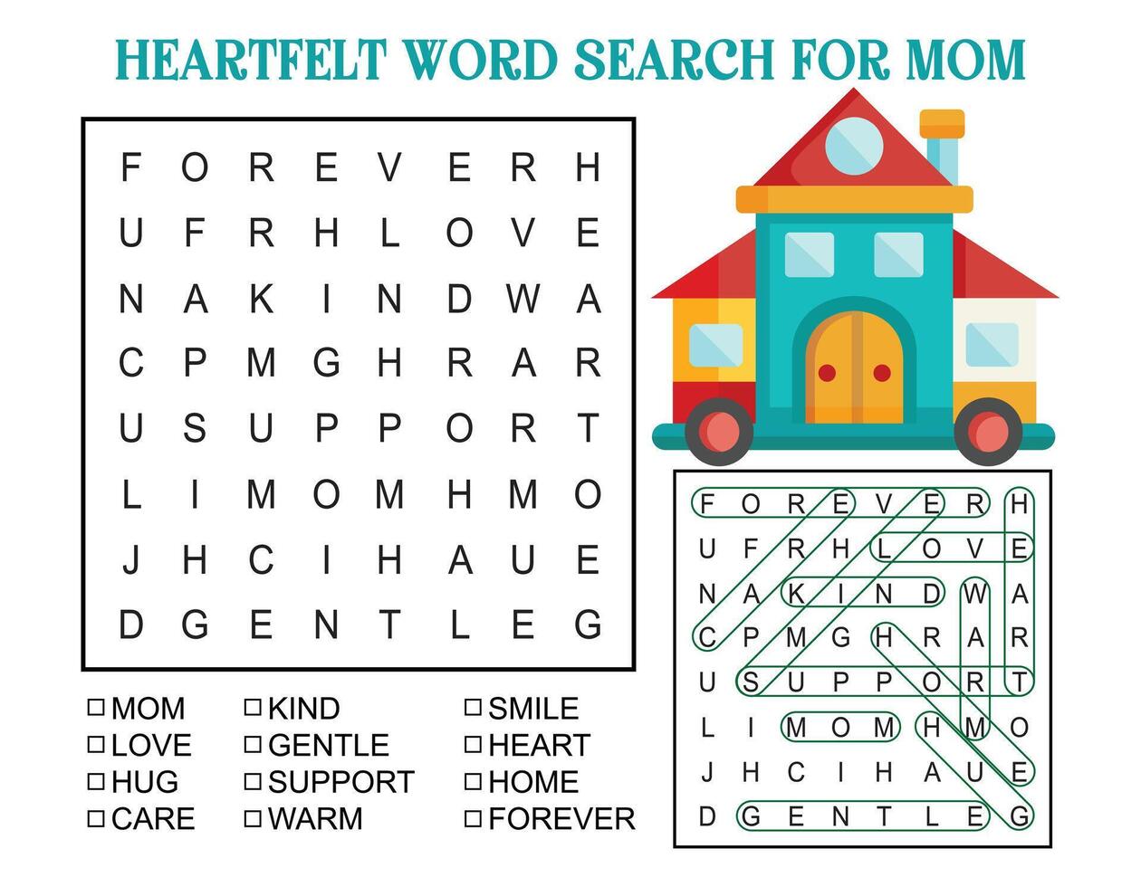 Heartfelt Word Search for Mom vector