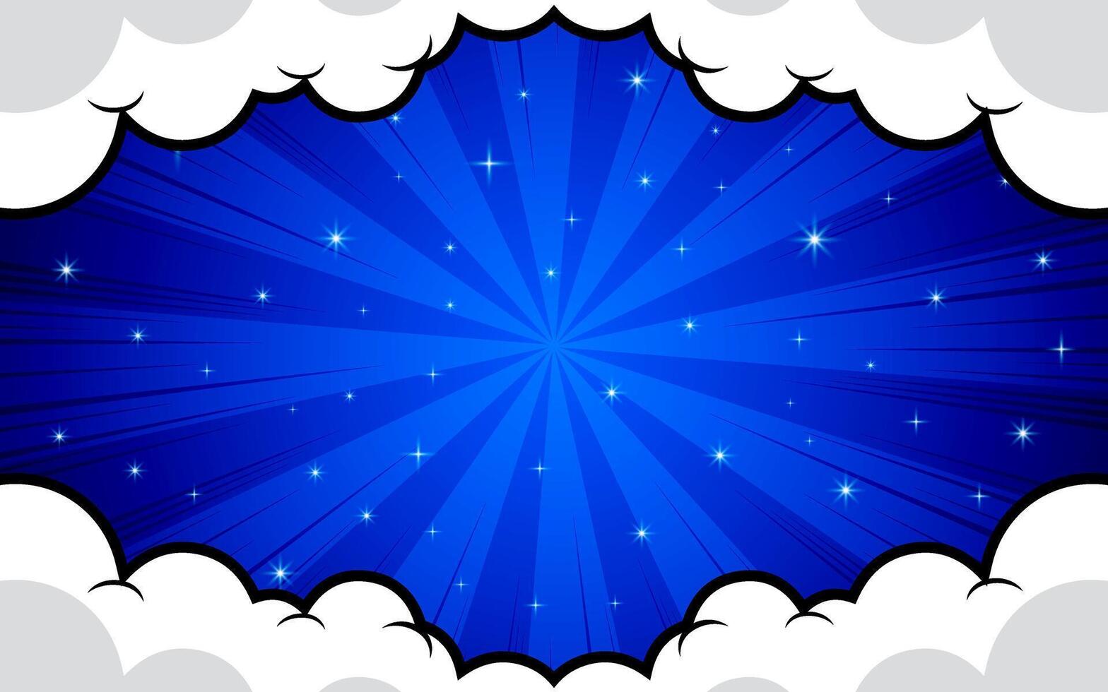 Pop art comic background with clouds. Cartoon vector