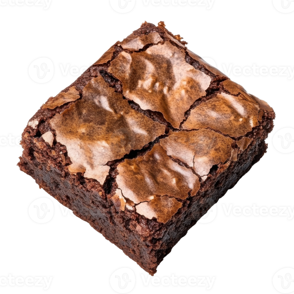 A single fudgy brownie on transparent Background png