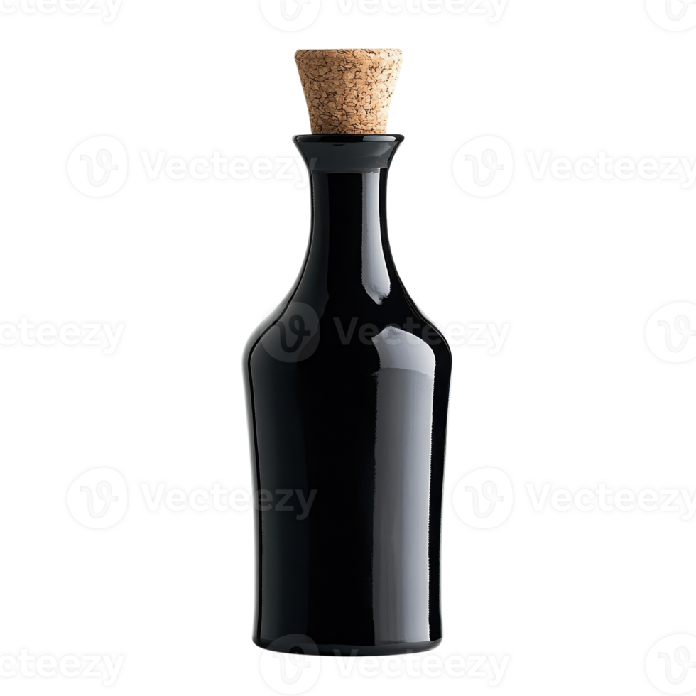 Dark bottle with a cork on transparent Background png
