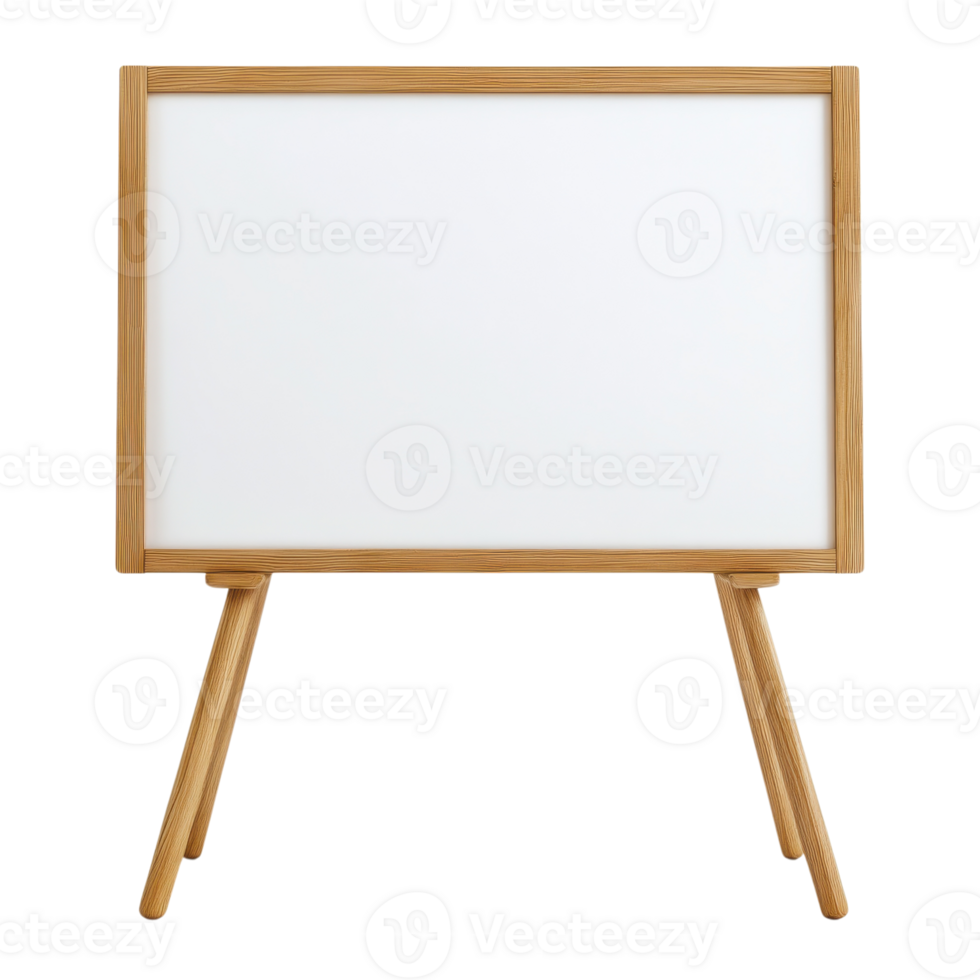 Whiteboard on wood stand on transparent Background png