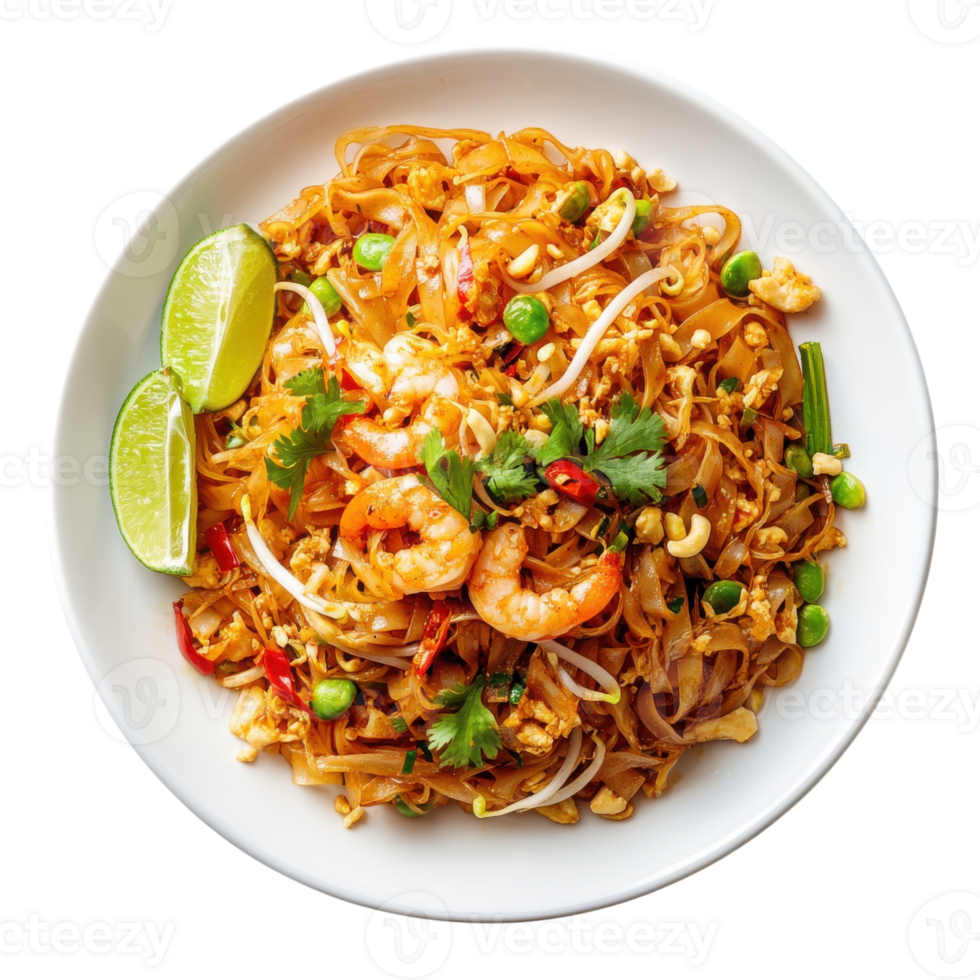 Pad thai with the shrimp on transparent Background png