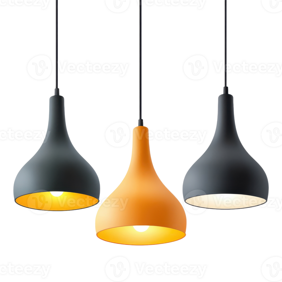 Three pendant lightings on transparent Background png