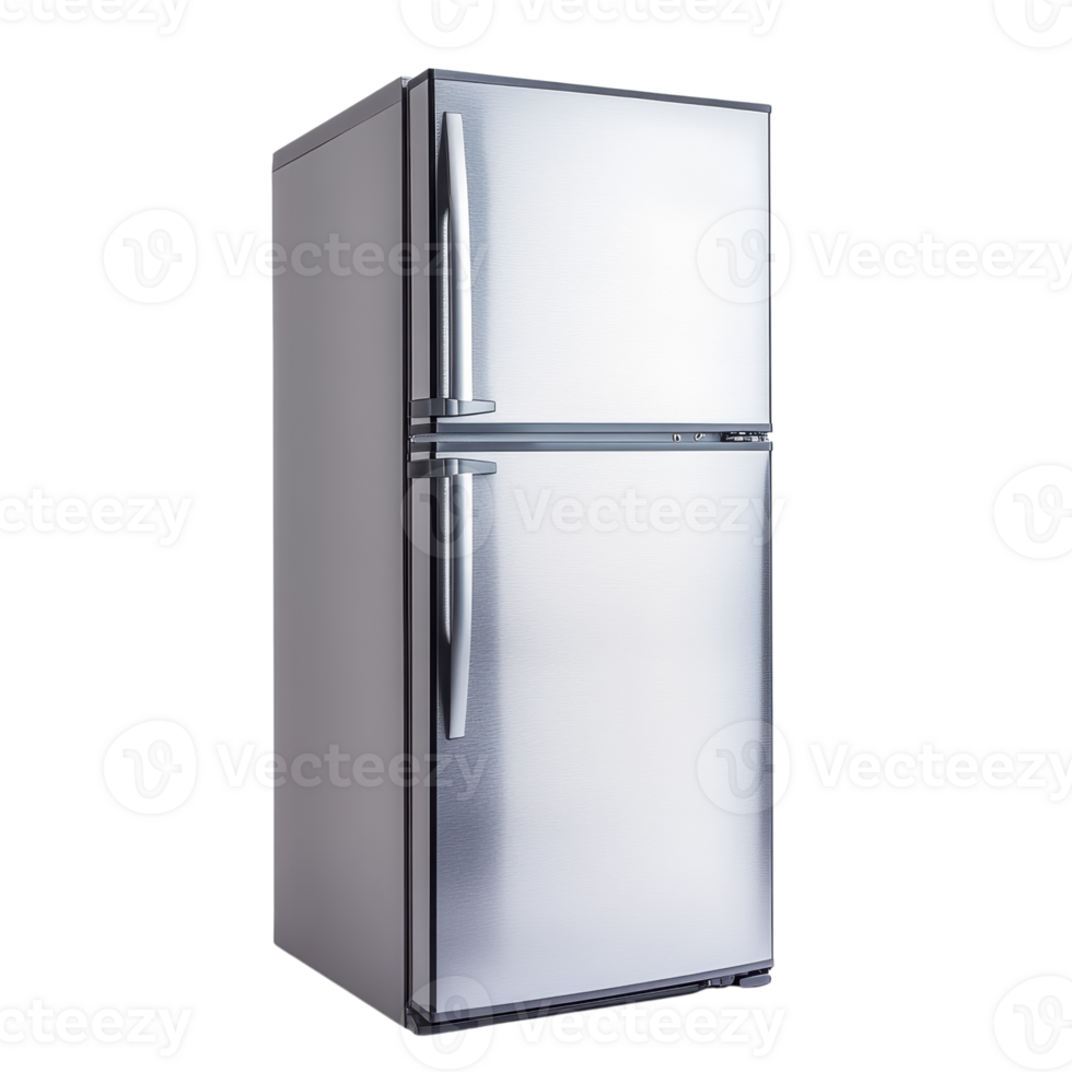 Isolated silver fridge on transparent Background png