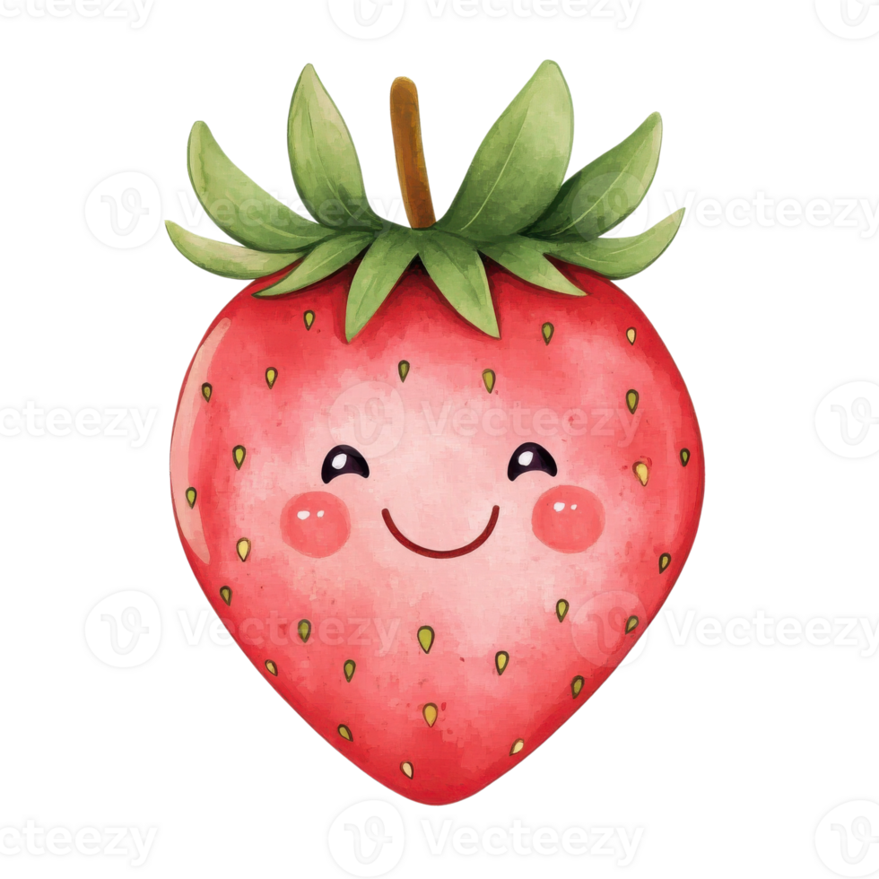 A smiling strawberry art on transparent Background png