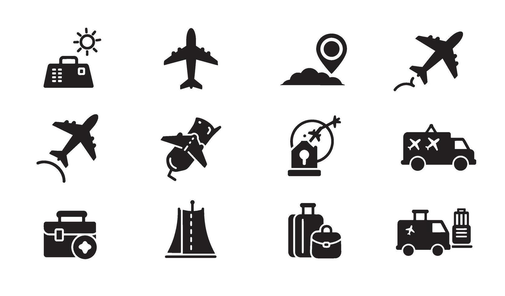 Professional Modern Travel Symbol Icon set for travel agency branding vector